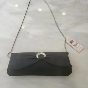 Aqua black satin evening bag